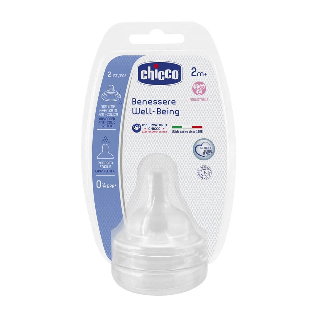 Chicco Well-Being Teat 2m+ Adjustable Flow - 2 Pack 2