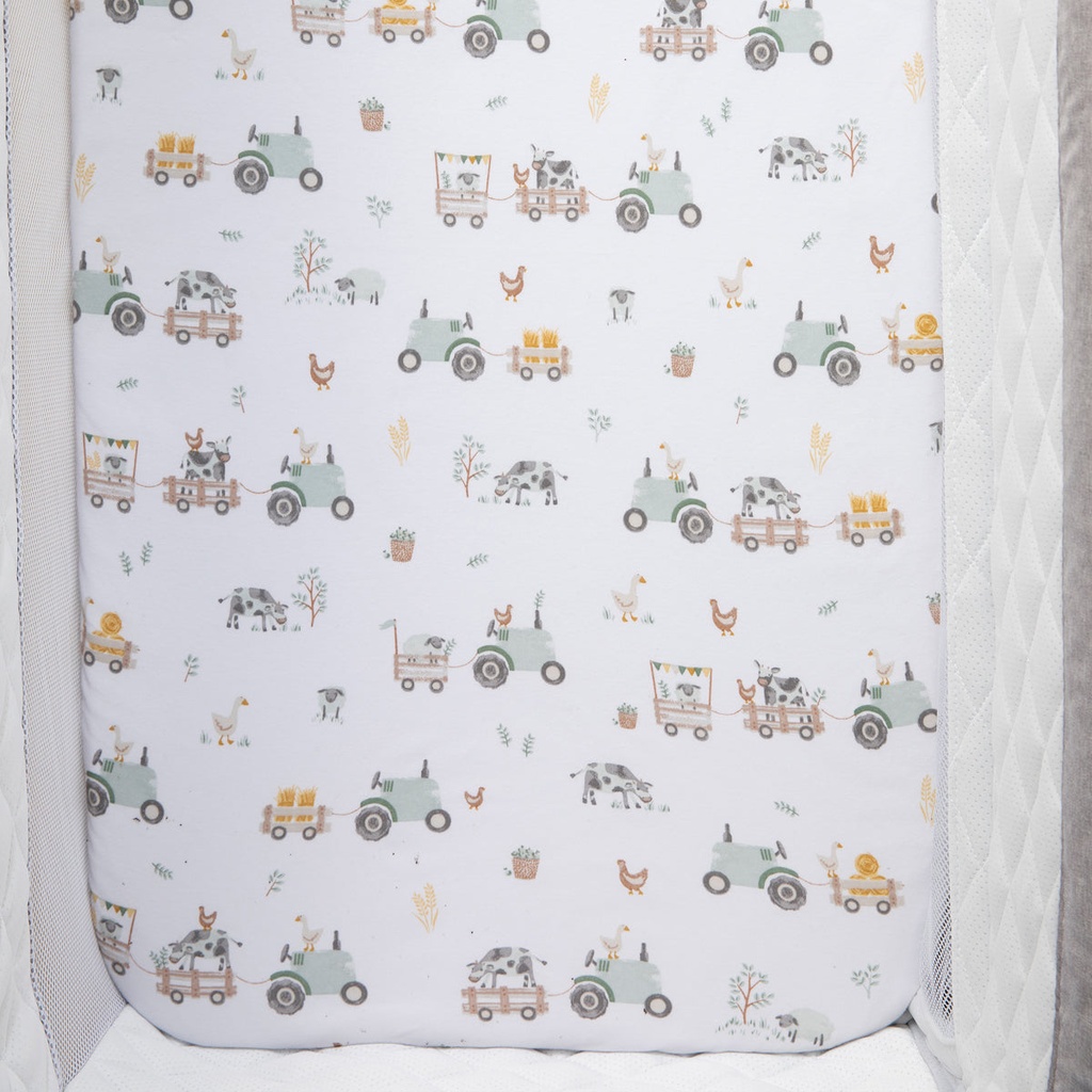 Living Textiles Tractor Ride - Bedside Sleeper Fitted Sheet 1pk 3