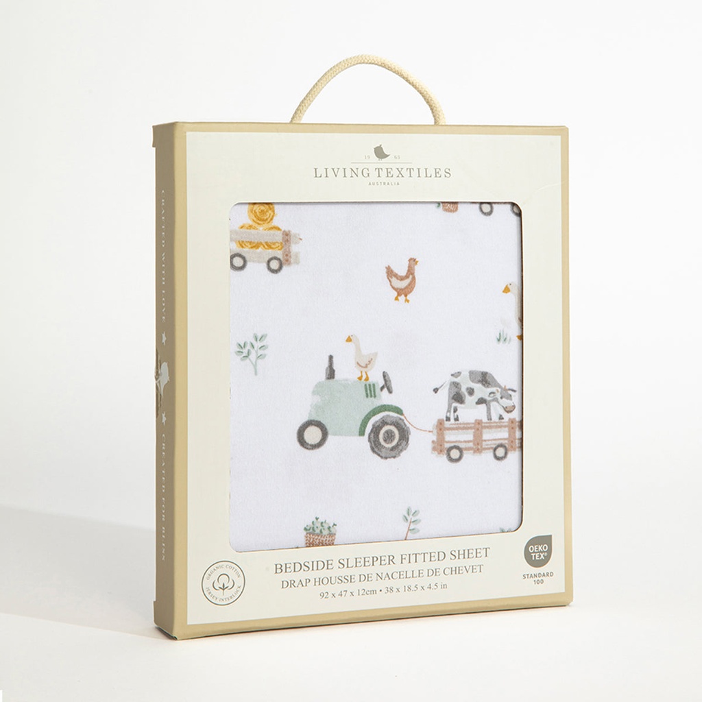 Living Textiles Tractor Ride - Bedside Sleeper Fitted Sheet 1pk 4