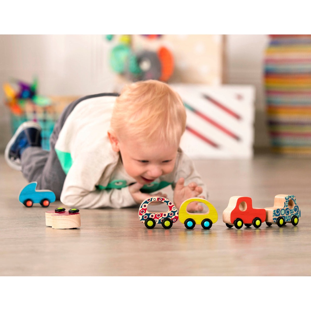 B.Toys B. Free Wheee-lees Mini Wooden Cars 6 pk 3