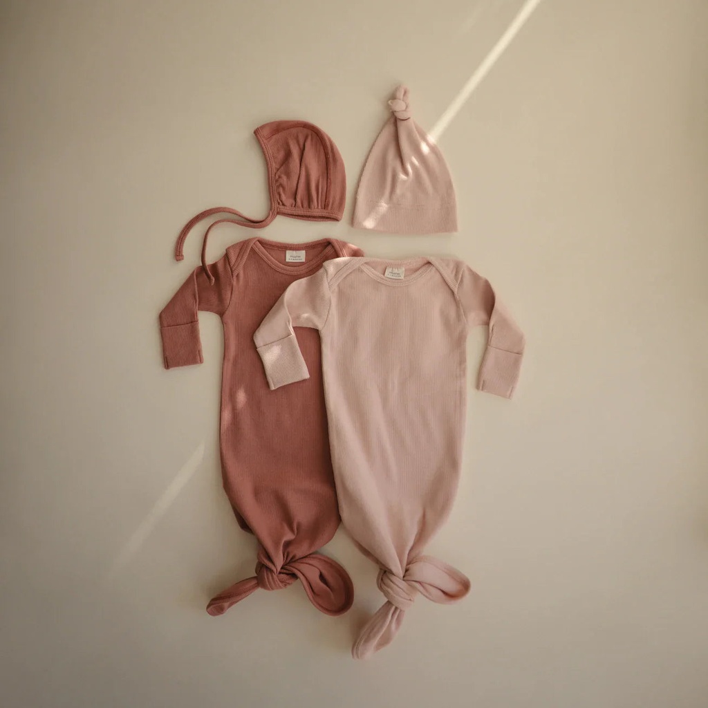 Mushie Ribbed Baby Bonnet 9