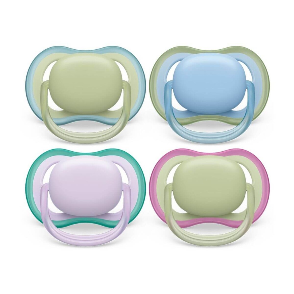 [8720689018333] Avent Ultra Air Plain Soother - 2 Pack (Assorted) (0-6M Assorted)