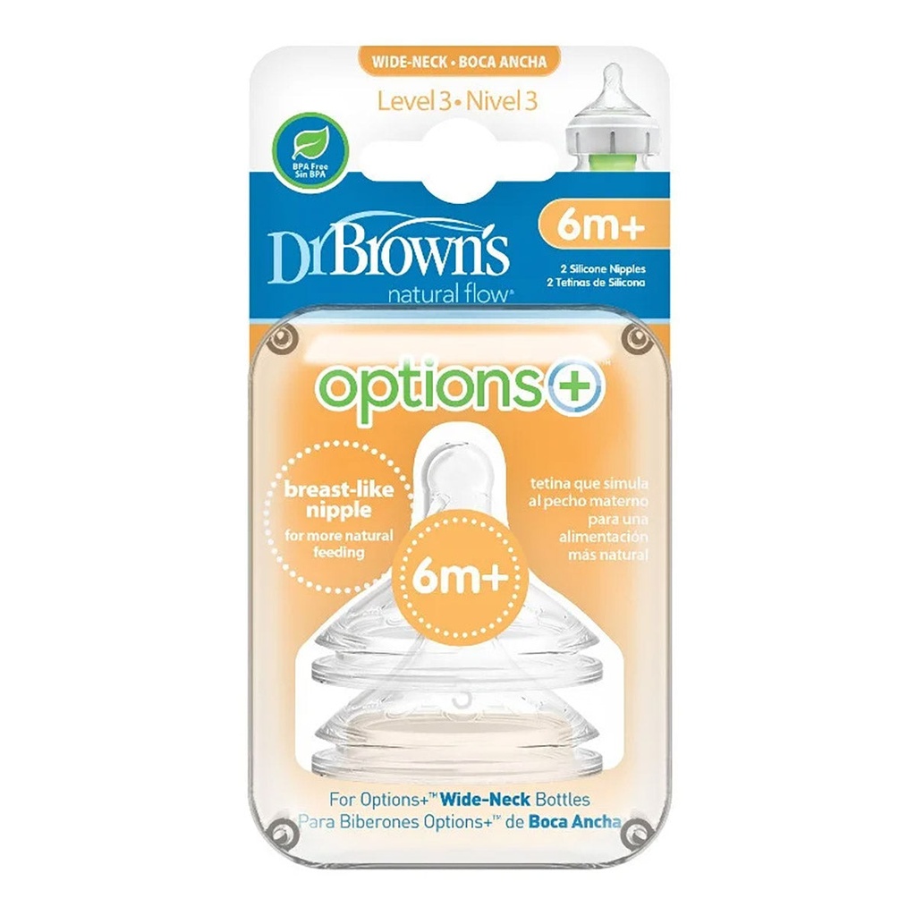 [WN2201] Dr Browns Options+ Wide Neck Teat Level 3 - 2 Pack