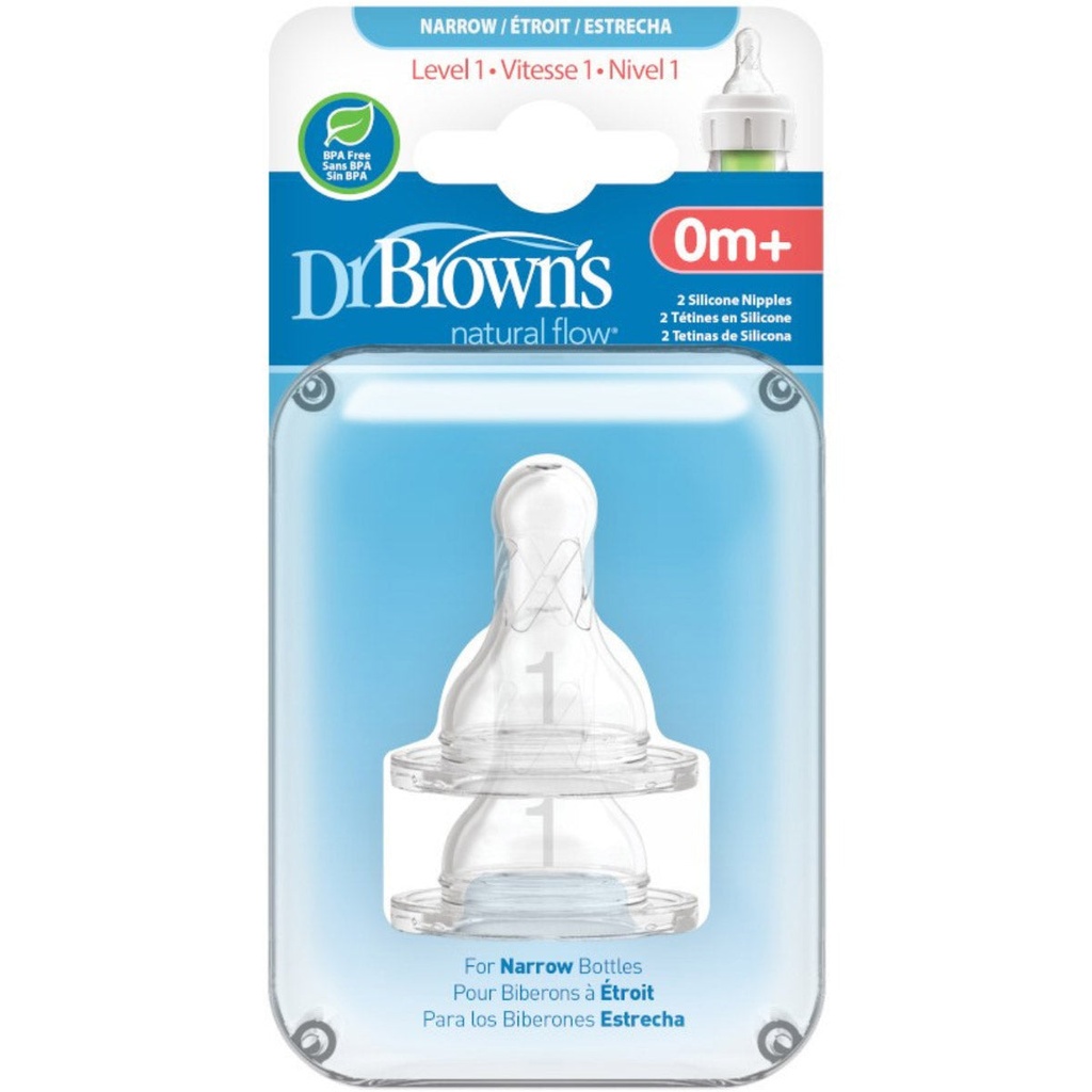 [302-ANX] Dr Browns Narrow Neck Teat Level 1 - 2 Pack
