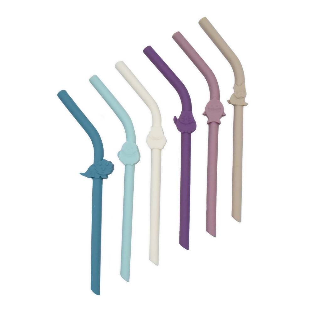 [M1-40040] Melii Silicone Animal Straws with Cleaning Brush
