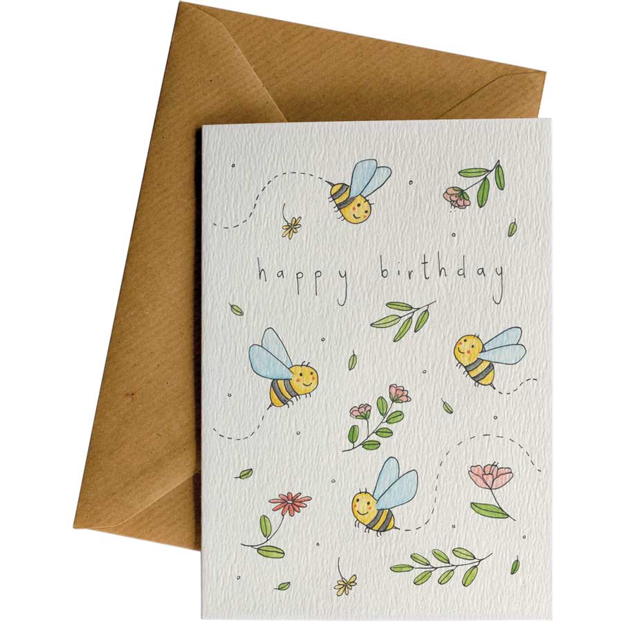 [GC-WS-154-nn] Little Difference Happy Birthday Bees #WS-154