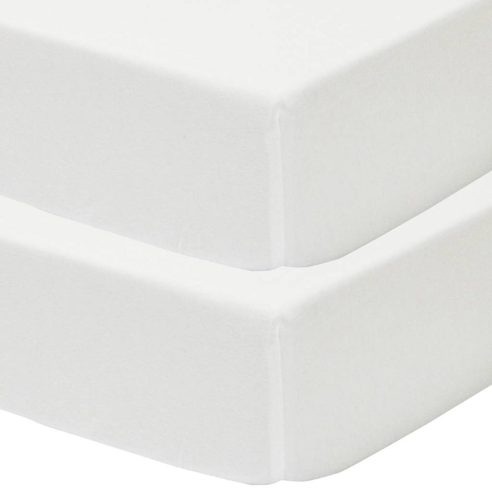 [9110711] Living Textiles White Jersey Cot Fitted Sheet 2pack