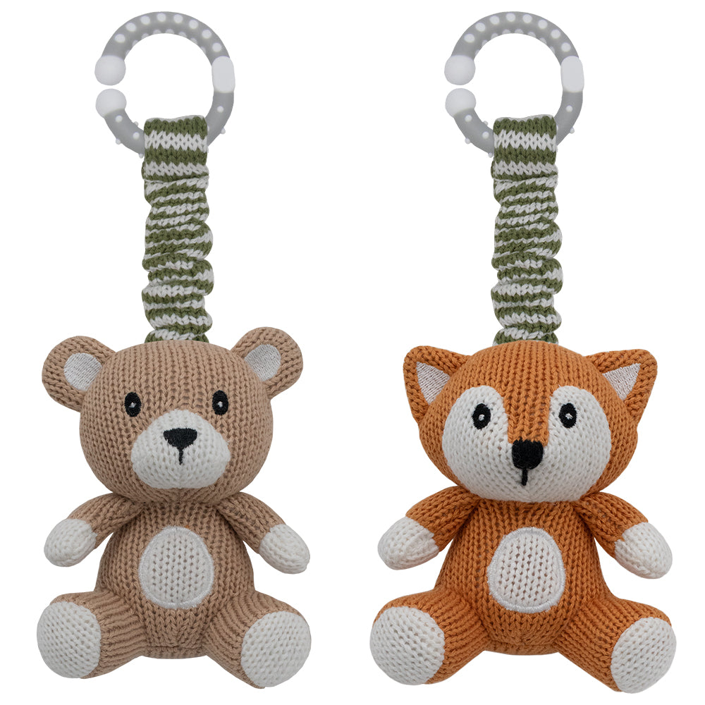 [4235123] Living Textiles Bear & Fox - Stroller Toy 2pk