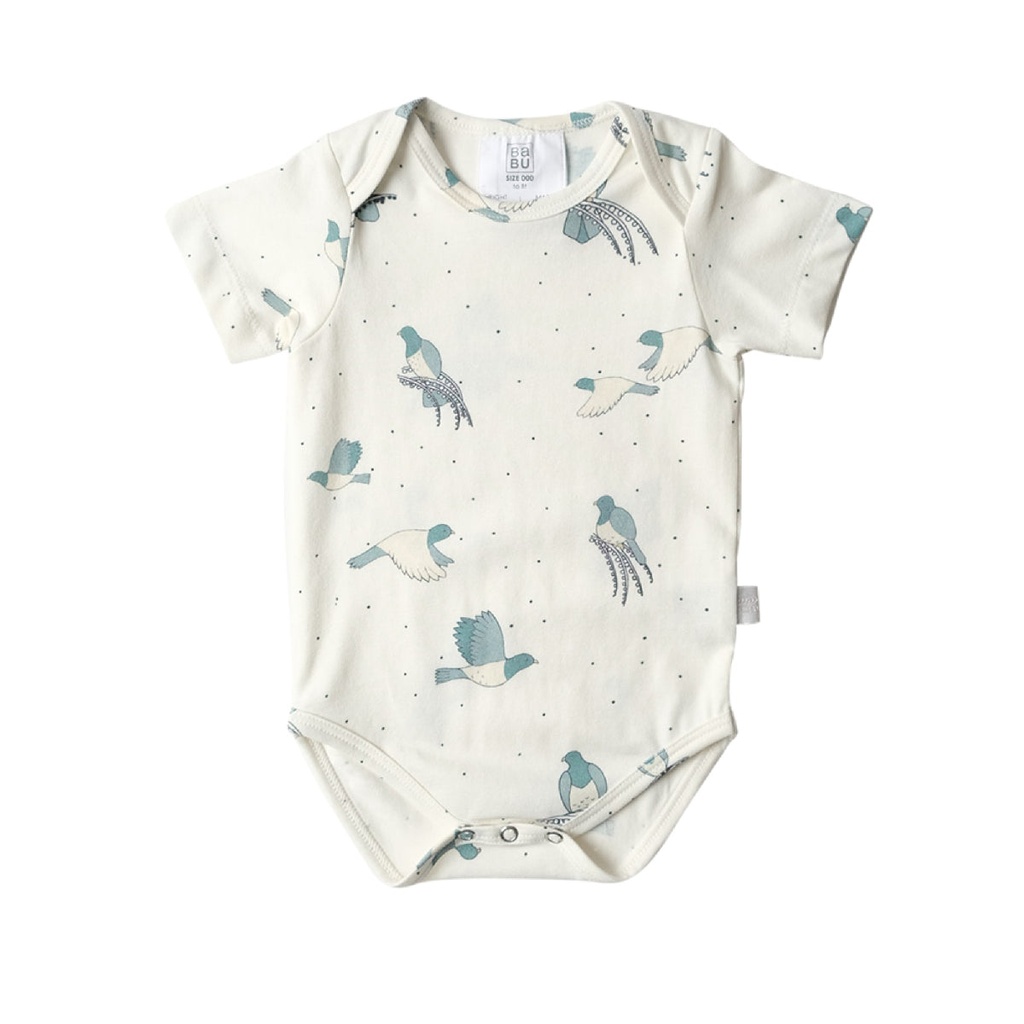[012SSKR0-3] Babu Short Sleeve Bodysuit (Kereru, 0-3)