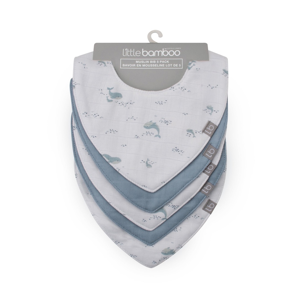[LL3302] Little Bamboo Muslin Bib 5 pk