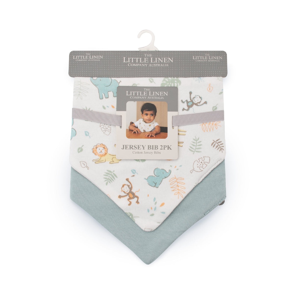 [LL7638] Little Linen Jersey Bib 2pk Savanna Giraffe