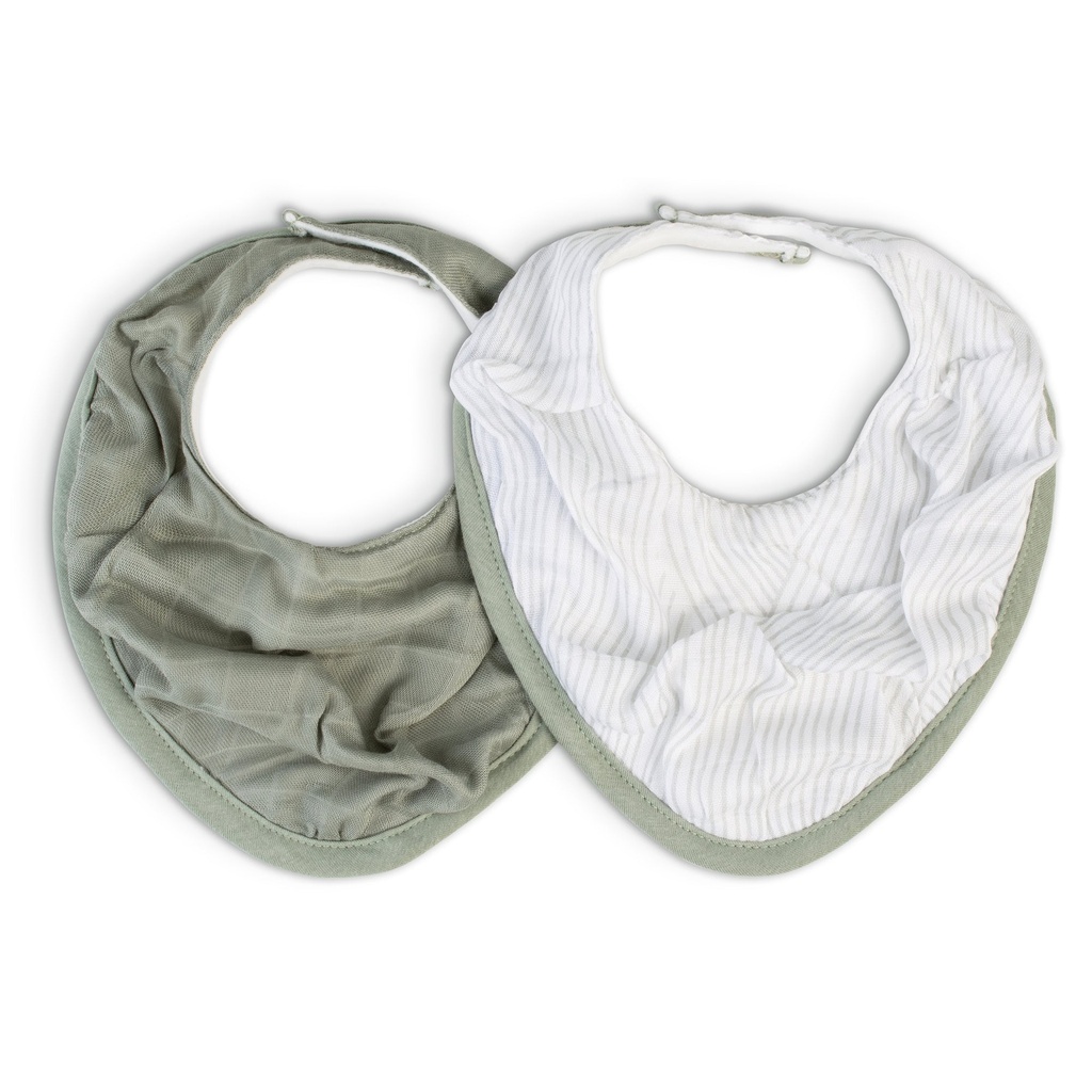 [LL5641] Little Bamboo Muslin Bib 2 Pack (Bayleaf)