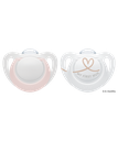 NUK Star Silicone Soothers 18-36mths 2pk - pink/white